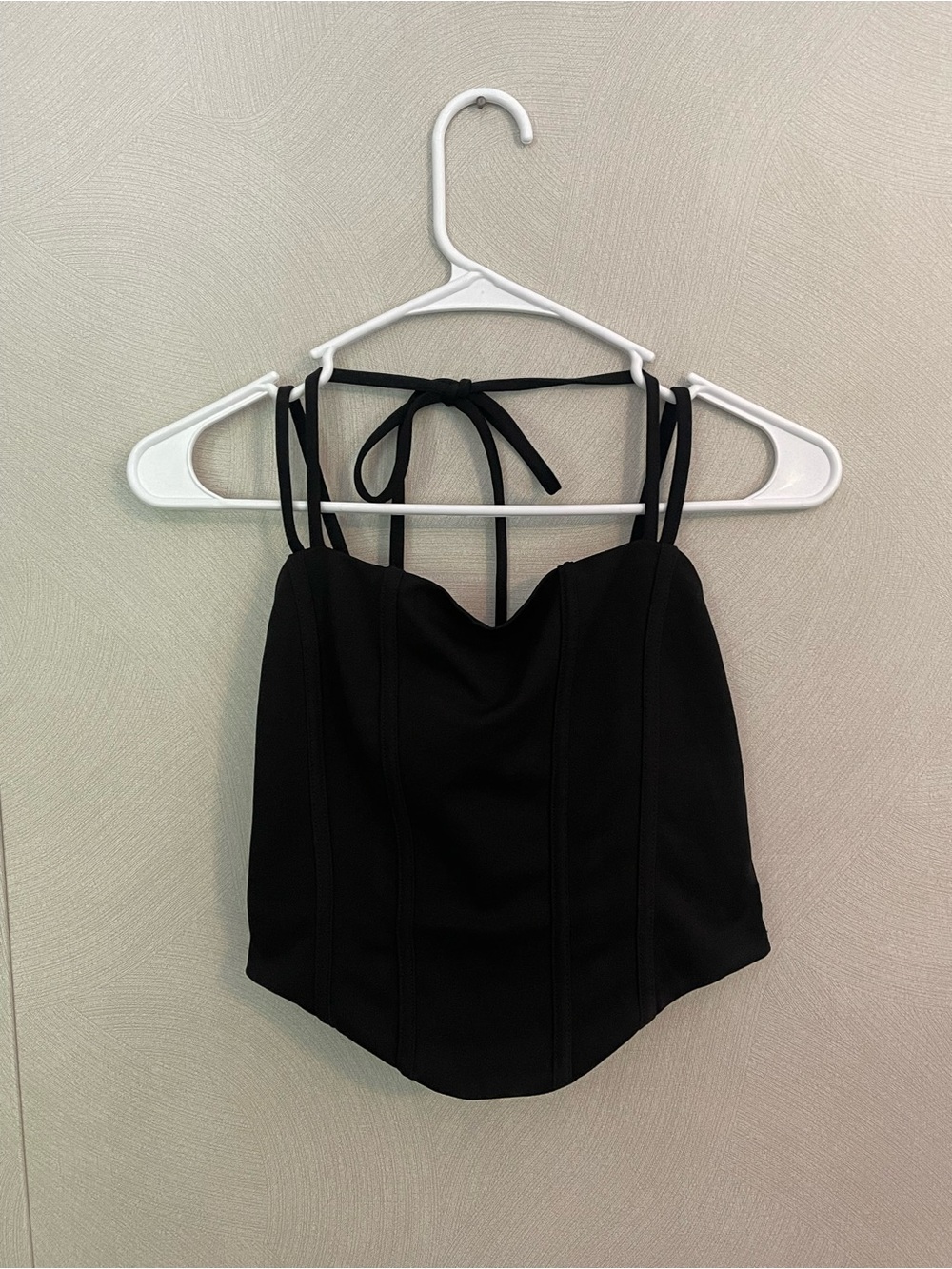 Forever 21 Black Corset Crop Top Halter Tie Size Medium Y2K